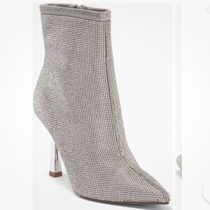Steve Madden Womens Seyla Silver Zipper Ankle Boots Rhinestone Size 11